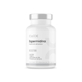 CellX Espermidina 3HCl 20 mg por Porción + L-Taurina USP y Resveratrol | 60 Cápsulas Vegetales | 30 Porciones