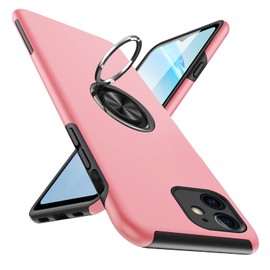 iPhone12 Mini Case Ring, Shockproof, Cover, Thin, TPU + PC Material, Anti-Slip, Anti-Fingerprint, Anti-Slip, Drop Prevention, Ring Included, Stand Function, Scratch Prevention, Integrated Cover, Pink
