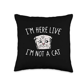 Cat Zoom Meme Humor Gifts I'm Here Live, Funny Cat Kitten Filter Throw Pillow, 16x16, Multicolor