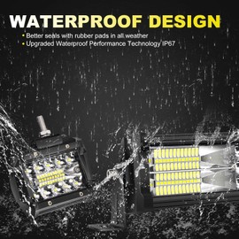 Led Light Bar TILTOP 288W 20 Inch Triple Row Spot Flood Combo Road Light Bar 2PCS 60W 4Inch Spot LED Pods with Wiring Harness Kit for Jeep ATV UTV Polaris Trucks Boats