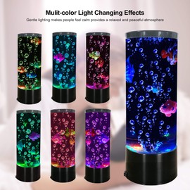 Mini Fish Lava Lamp Bluetooth Speaker Bubble LED Fantasy Multi-Color Changing Aquarium Light with 4 Artificial Fish Electric Mood Night Light for Home Office Living Room Decor Gifts for Men Women Kids