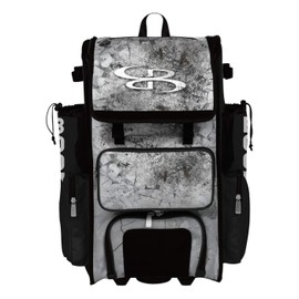 Boombah Superpack Hybrid Rolling Bat Bag - Crusher Black/Gray/White - Wheeled & Backpack Version