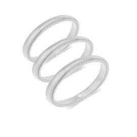 Gold Chunky Stretch Bracelets for Women 14K Real Gold Filled Stainless Steel Bracele Chunky Titanium Non Tarnish Stretch Bracelet Stack Bangle Bracelet Set Trendy Jewelry (Silver)