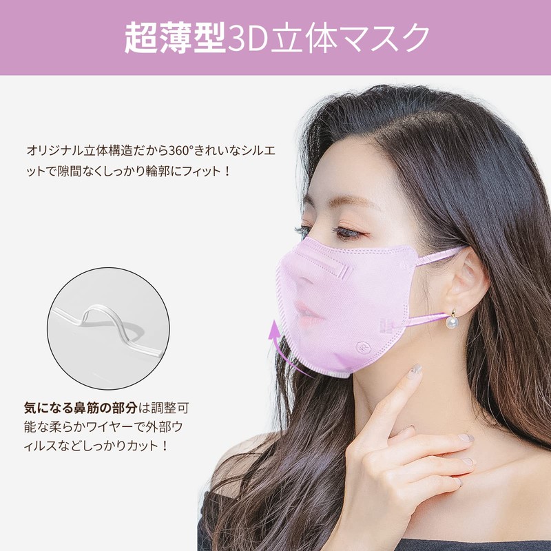 [MIR] 3Dマスク 立体マスク 不織布マスク 耳が痛くない カラーマスク くちばしマスク 立体構造 使い捨て 小顔マスク