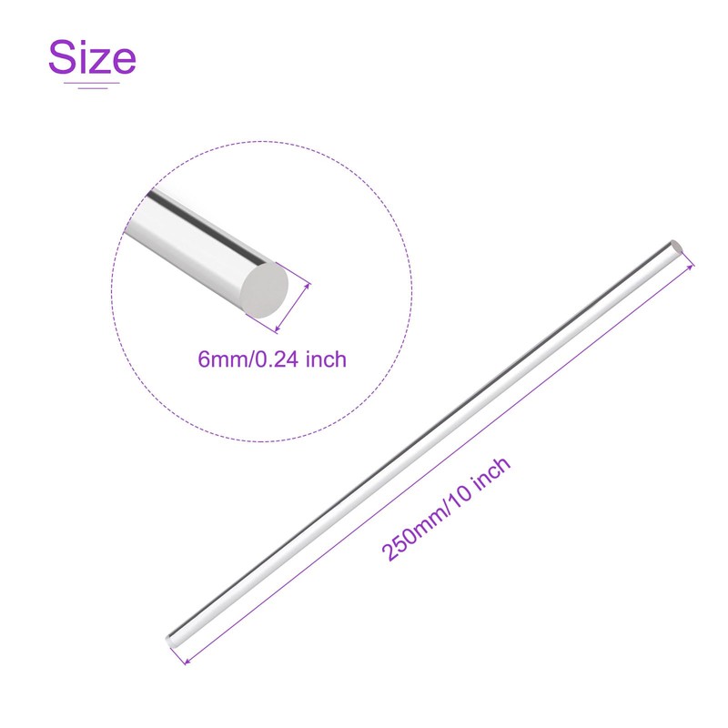 DMiotech 4 Pack 1/4 Inch x 10inch Round Rod Solid