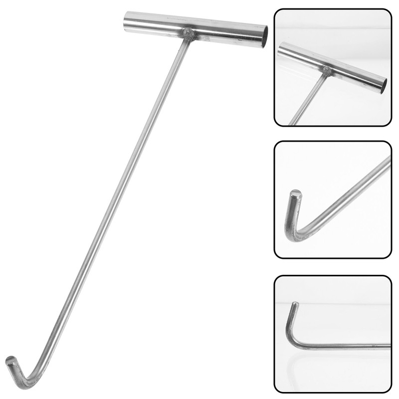 Ciieeo Heavy-Duty Stainless Steel Manhole Cover Hook Shape Lift Tool