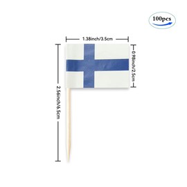 Finland Flag Finnish Miniature Toothpick Flags Decorations Small Cupcake Toppers Cocktail Food Flags Decor For Independence Day Party Bar (100 pack)