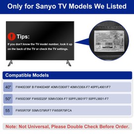 Maozhren TV Base Stand for Sanyo TV Legs, for Sanyo TV Base Stand FW50D36F FW40D36F B FW40D48F 40MV336XF7 40PFL4901/F7 FW50D25F 50MV336X-F7 50PFL5601F7 FW55R70F 55MV379R/F7 with Screws, Black