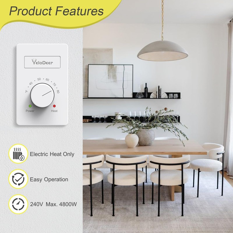 2 PCS 240 V Only 4-Wire Manual Electric Baseboard Heater