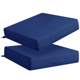 Codi Outdoor Chair Cushions Set of 2 19x19 Inch, Waterproof Seat Cushion for Patio Furniture with Handles & Adjustable Straps, Fade Resistant - Navy Blue