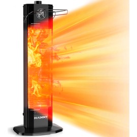 Outdoor Electric Patio Heater, Haimmy 27- inch Outdoor Electric Patio Heater, 1200W Instant Heating, 2 Heat Levels, Tip-Over & Overheat Protection, IPX5 Waterproof Tower Space Heater