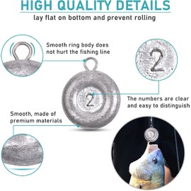 Disc Sinkers Fishing Weights Sinkers Coin Sinkers Surf Fishing Lead Weights Catfishing Tackle Saltwater 1oz 2oz 3oz 4oz 5oz 6oz 8oz