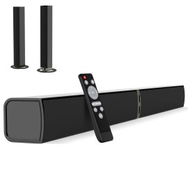 Sound Bar for Smart TV 80W Soundbar 2.0 Channel TV Speaker 2 in 1 Detachable Design with BT/ARC/AUX/Optical Connectioncolor: Black