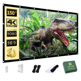 AAJK Projector Screen 150 inch, Washable Projector Screen 16:9 Foldable Anti-Crease Portable Projector Movies Screen for Home Theater Outdoor Indoor Support Double Sided Projection