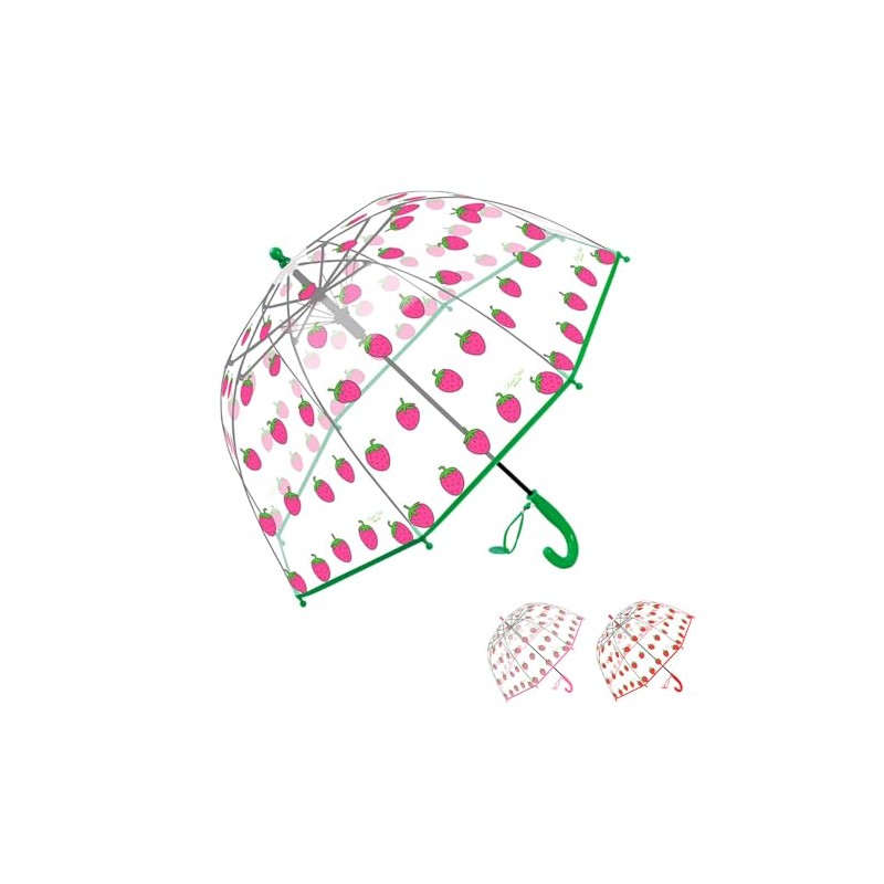 Merciband Kids clear Bubble dome type umbrella (Strawberry Green) Easy