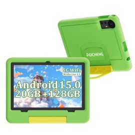 PEICHENG Tablet for Kids with EVA Protective Case, Android 15.0 Toddler Tab PC 10.1Inch RAM 20GB(4+16Expand) + ROM 128GB IPS 800 * 1280 5.0Bluetooth (Green)