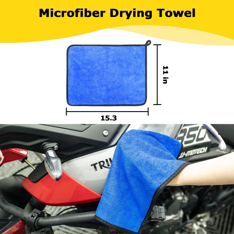 focopot Motorcycle Cleaning Kit 6 Pack with Easy Reach Brush,Tire