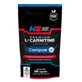 Hero Sport L-Carnitina Carnipure 180 Cpsulas. 758mg por Porcin, Cpsulas Veganas, Carnitina Suiza, Bottle Free.                                        