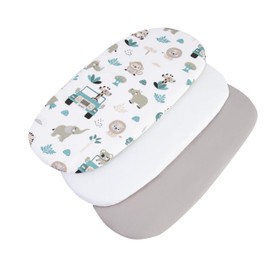 Medi Partners Set of 3 Fitted Sheets Pram 86 x 40 cm 100% Cotton Mattress Protector Baby