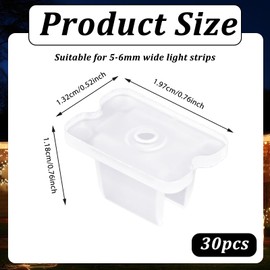 TIESOME 30PCS Waterproof LED Strip Mounting Clips Holder Mounting Bracket Neon Mounting Clips Fixing Clamps Holder with Screws for 5mm to 6mm LED Strip Lighting, Translucent