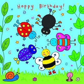 Twizler Spinning Happy Birthday Card for Child with Bugs - Childrens Birthday Card - Boys Birthday Card - Girls Birthday Card