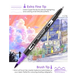 TOSHARE Art Markers Pens Dual Tip Coloring Markers Set with Brush & Fine Nib for Adult Coloring Book Brush Pens Professional Calligraphy & Drawing Art Supplies Kit for Adults (72 Colors)