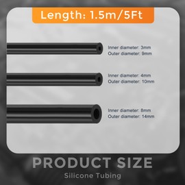 DMiotech 3Pcs Silicone Vacuum Hose Automotive,1/8" 5/32" 5/16" ID High Performance Silicone Vacuum Tubing Hose Line Kit 130PSI Max Pressure, 5FT Black