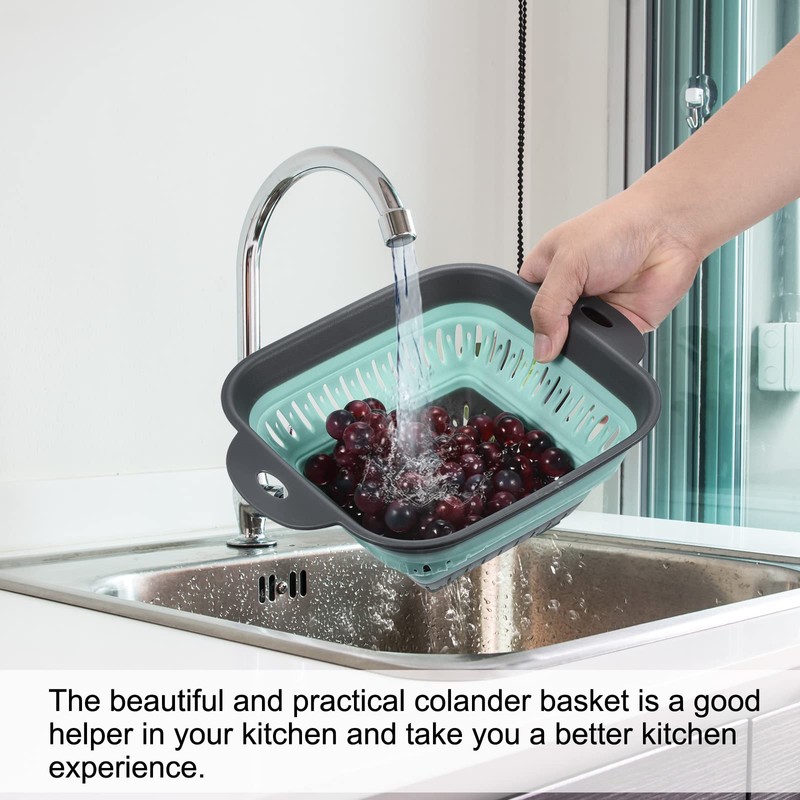 sourcing map Collapsible Colander Set 2pcs, 3-Quart Square Collapsible Strainers