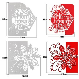 2 Pack Christmas Dies for Card Making Merry Christmas Flowers Poinsettia Metal Die Cuts for Paper Craft Scrapbooking Photo Album DIY