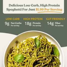 Chef’s Kiss Low Carb Spaghetti | 9g Net Carbs, 18g Protein | Keto, Low Glycemic Pasta made from Lupins | High Protein, Fiber Rich, Plant-Based | Keto Spaghetti Alternative | 5-Pack (7oz)