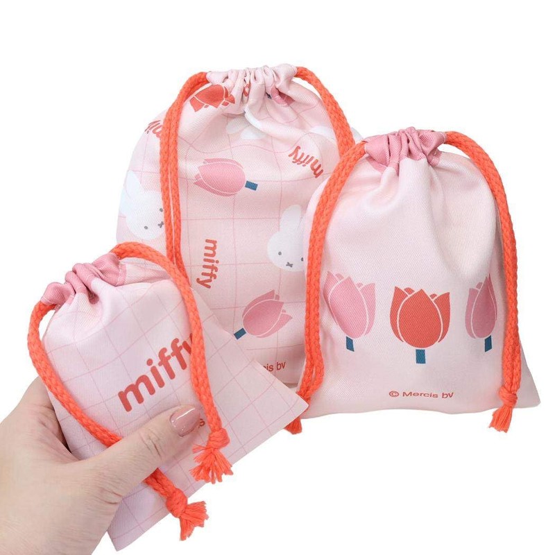 Miffy Strawberry & Tulip Drawstring Bag, Pink