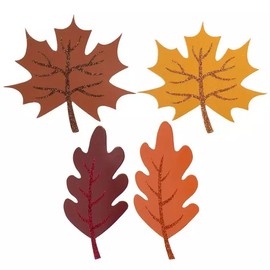 Autumn Leaves Cutouts - 16 Cardstock Fall Leaf Shapes - for Decorating and Crafts - 4 of Each Shape