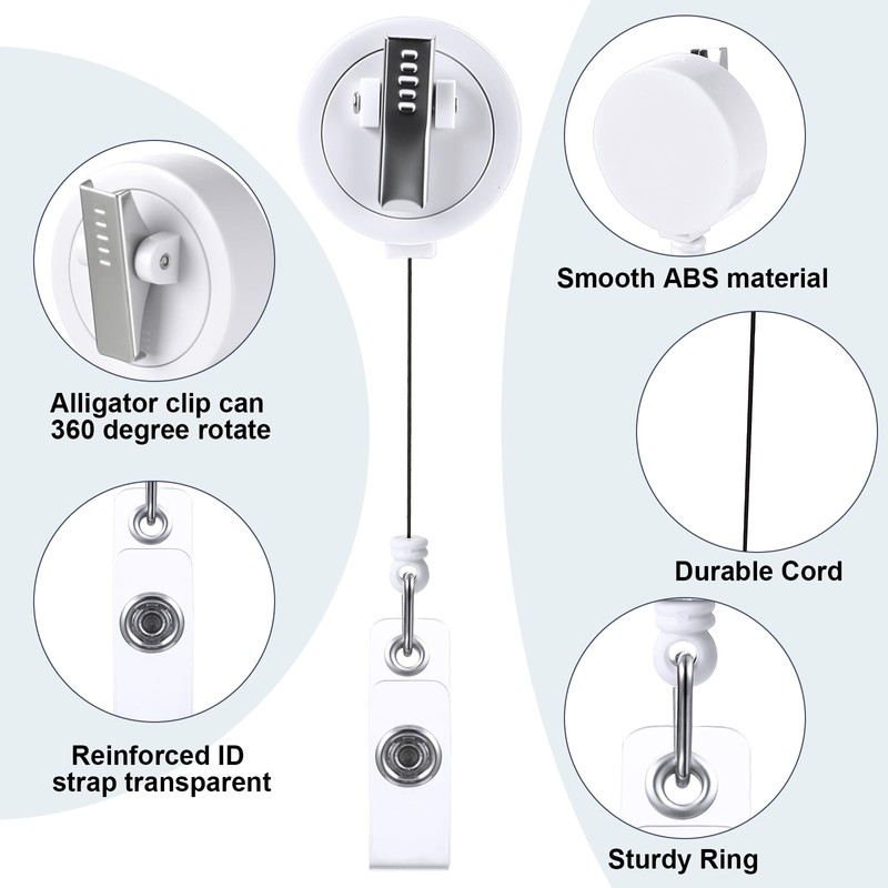 Tatuo 100 Pcs Retractable Badge Reels Round ID Badge Holders