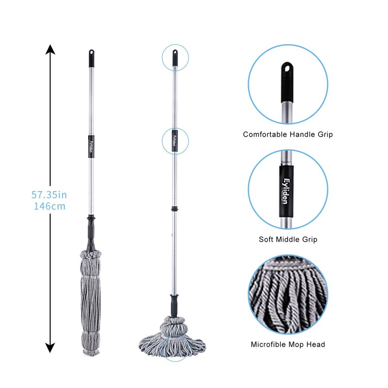 Eyliden Mop with 2 Reusable Heads, Easy Wringing Twist Mop,
