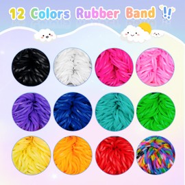 JHWELRG Loom Bands Set, 12 Colours Rubber Bands Bracelets, Mini Set for Bracelets, DIY Rubber Bracelet, Crafts for Children, Boys, Girls, Gift