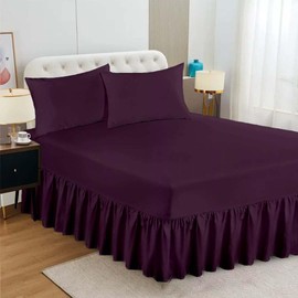Egypto Plain Dyed Deep 𝐅𝐢𝐭𝐭𝐞𝐝 𝐕𝐚𝐥𝐚𝐧𝐜𝐞 Sheet Double – Easy Care Soft & Durable Fitted Sheet with 30 cm Deep Frill – Breathable – Fit Over Mattress – Machine Washable (Double,Plum)
