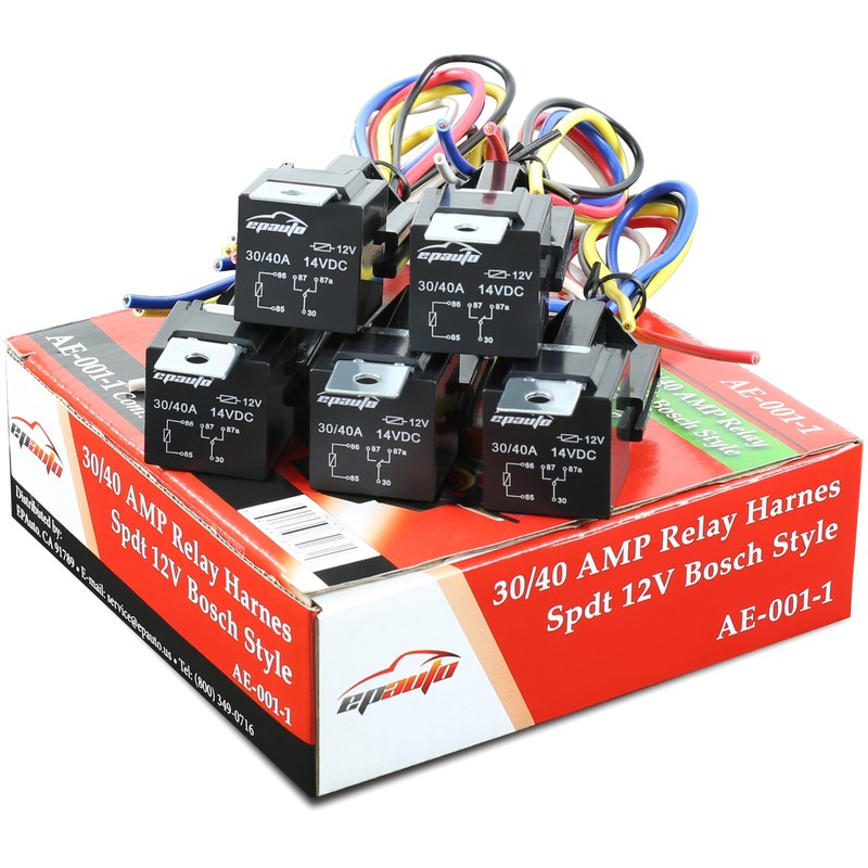 EPAuto 30/40 AMP Relay Harness Spdt 12V, 5-PIN SPDT Bosch