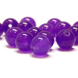 Purple Jade Gemstone Beads, 8 mm, 6 mm, 4 mm, Round, Semi-Precious Stones, Gemstones, Jewellery Making Accessories, Jewellery Beads (6 mm - 18 Pieces)