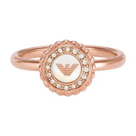 Emporio Armani Women's Rose Gold-Tone Stainless Steel Mother Of Pearl Center Focal Ring, EGS30202216.5