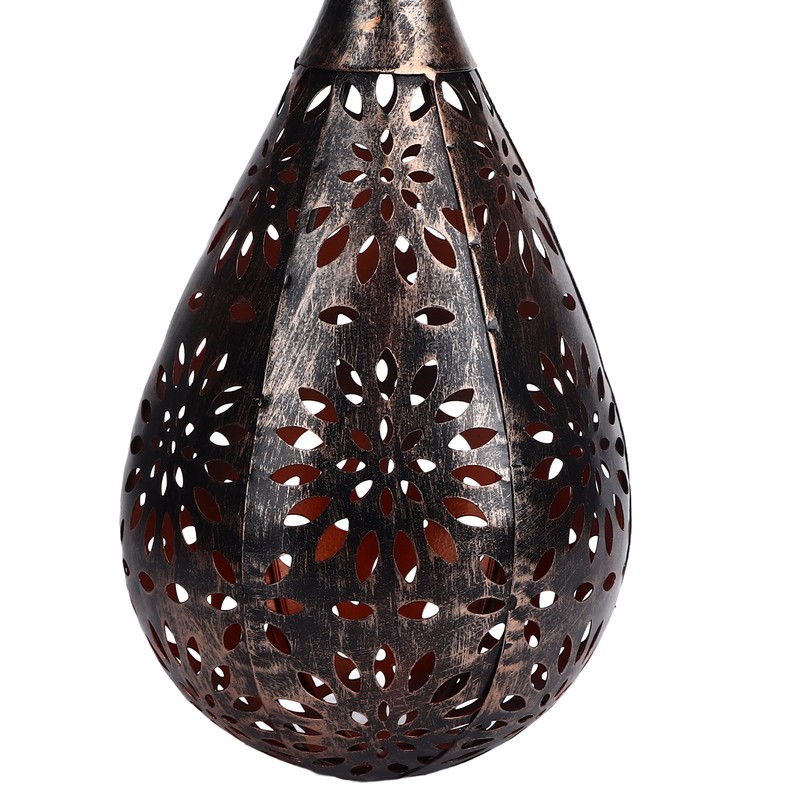 Hanging Solar Light Bronze Iron Metal Hollow Pattern Outdoor Lawn