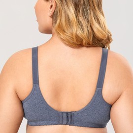 Gratlin Women's Plus Size Cotton Nursing Bra Support Wireless Breastfeeding Maternity Bras Blue Marl 38H