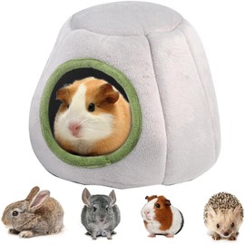 Hamster House Bed, Guinea Pig House, Bed for Small Animals, Small Animal Bed Hamster, Hamster Nest, Hamster House, with Hanging Eyelet, for Hamsters, Chinchillas, Guinea Pigs, Small Animals (Grey A)