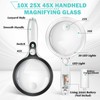 Large Magnifying Glass with Lights,10X 25X 45X Handheld Lighted Magnifier,