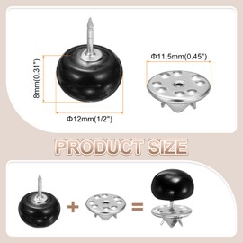 HARFINGTON 20pcs Black No Sew Pearl Buttons 12mm Cover Up Pins Removable Reusable Craft Button for Shirt Dress DIY Crafts Clothes Decoration