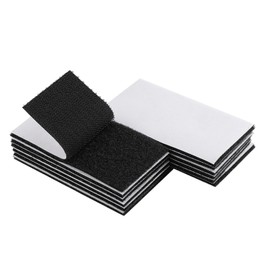 HUIBOHOU 12 Pack Heavy Duty Sticky Pads, Industrial Strength Hook and Loop Strip Tape,Double Sided Sticky Pads for Outdoor,School, Workshop Use (Black, 50x100mm)