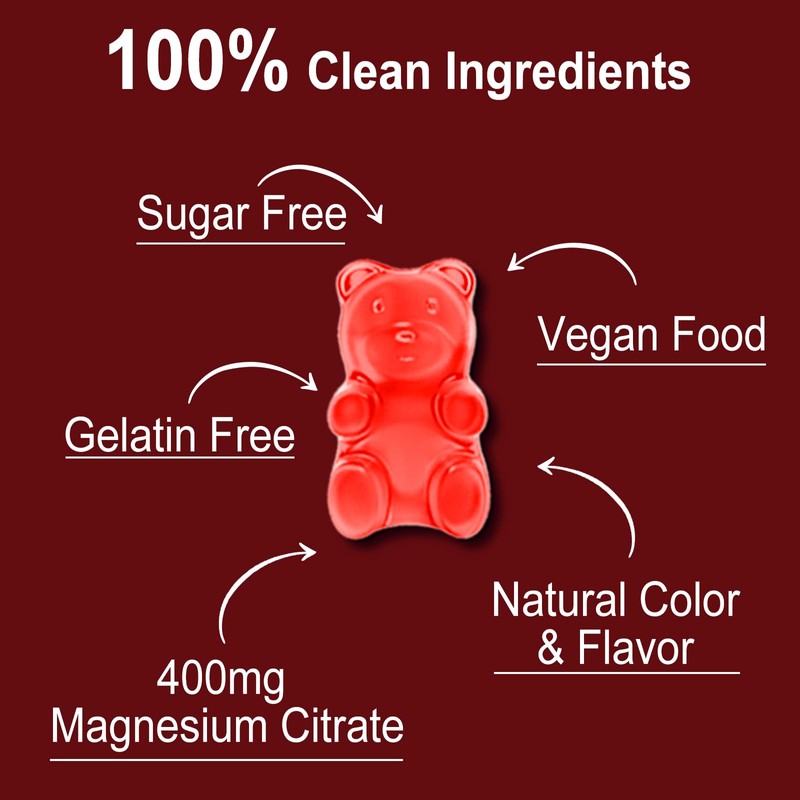 2 Pack Magnesium Citrate Gummies 400MG, High Absorption Magnesium Gummies