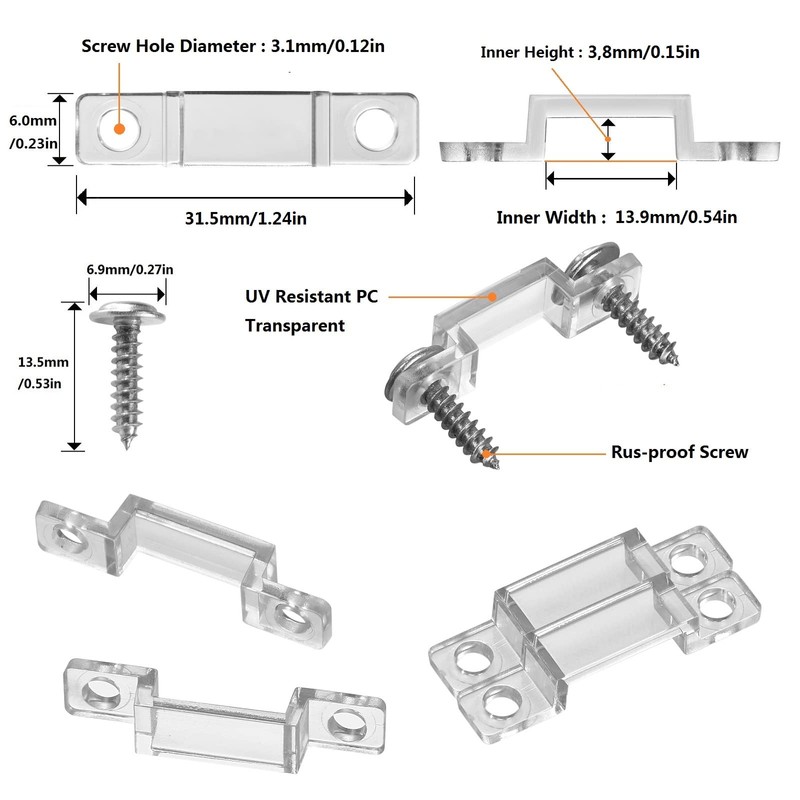 MMSD 100 Pack LED Strip Light mounting Brackets led Clips