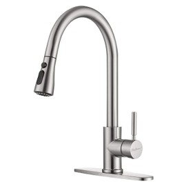 Single Handle Pull Down Kitchen Faucet, Stainless Steel Pull Out Kitchen Sink Faucet