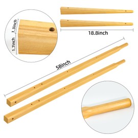 Wood Replacement Wheelbarrow Handles Kit with 304 Stainless Nuts and Bolts, Includes 2 Wedges Tough Seal Coat and Pre-Drilled Holes for Easy Installation