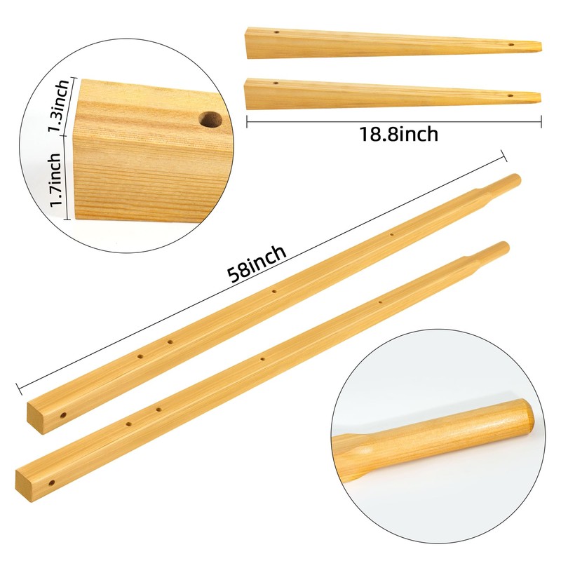 Wood Replacement Wheelbarrow Handles Kit with 304 Stainless Nuts and